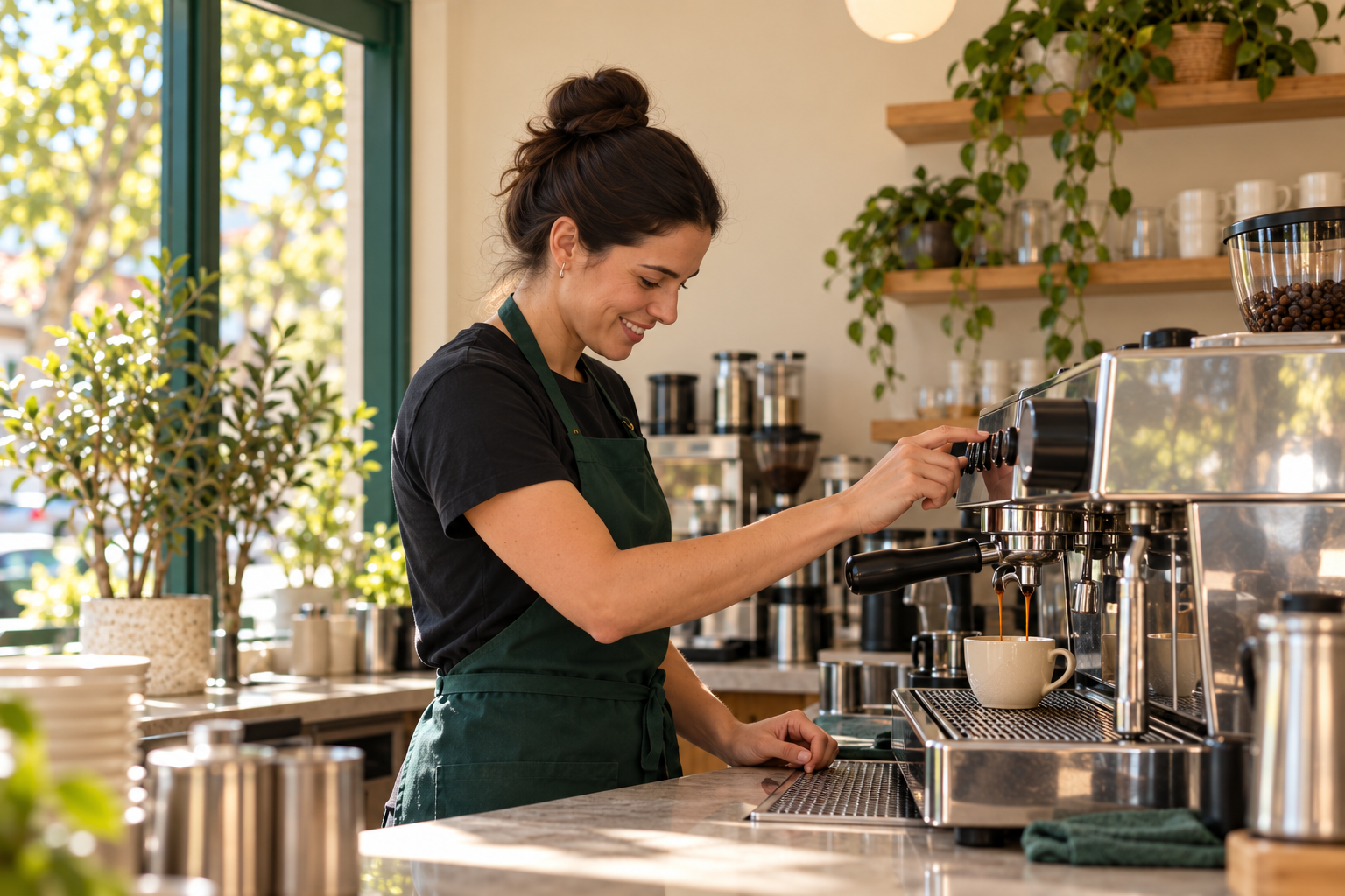 Illustrative Daisy’s Coffee team preparing orders