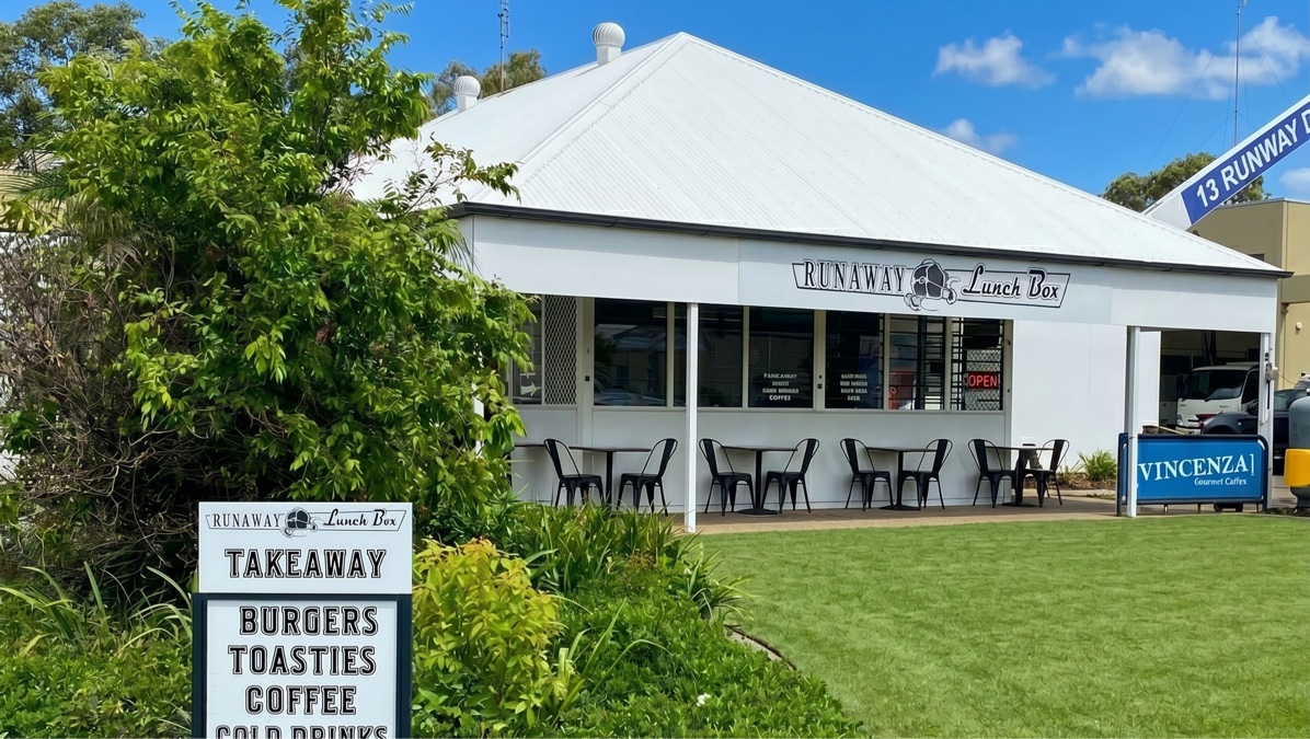 Runaway Lunch Box's takeaway shopfront on Runway Drive