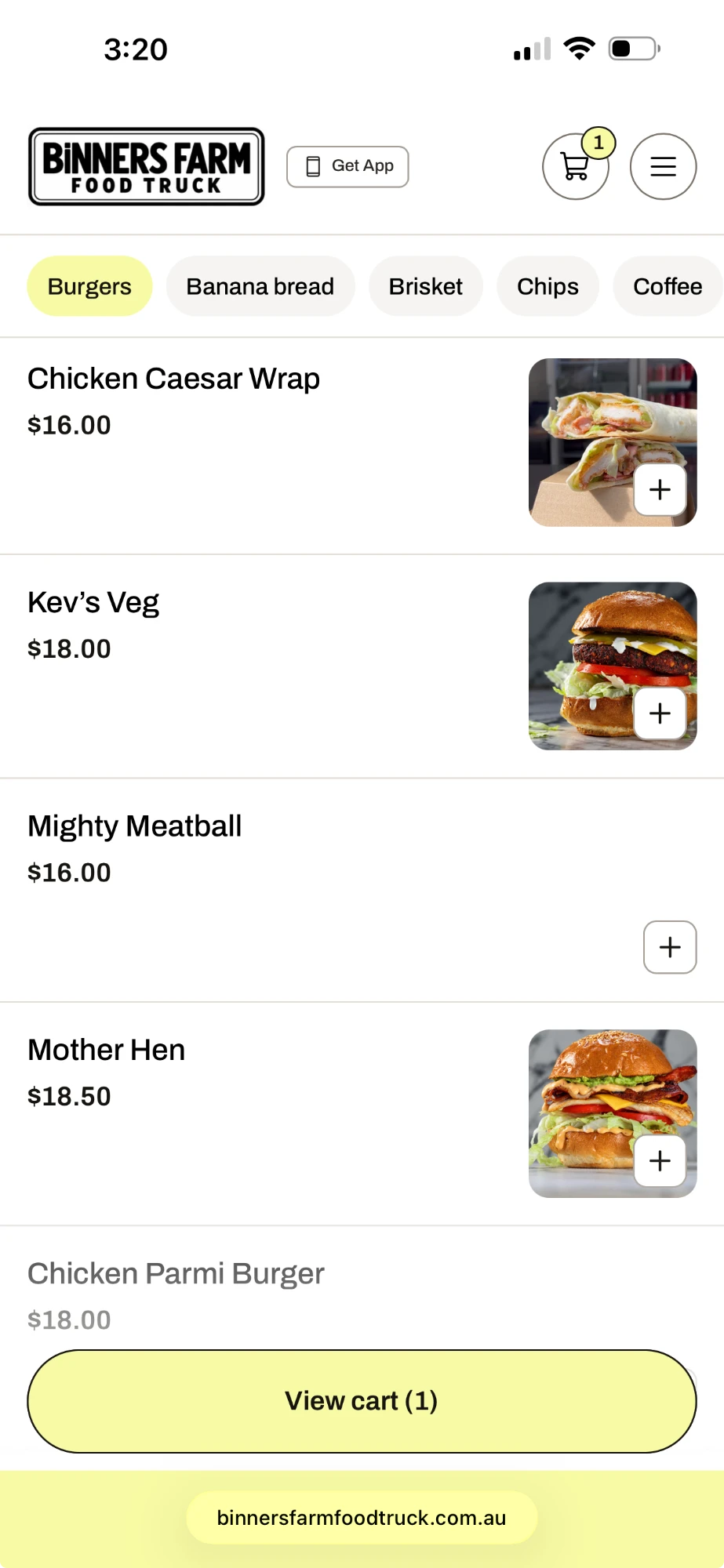 Binners Farm’s custom branded ordering website